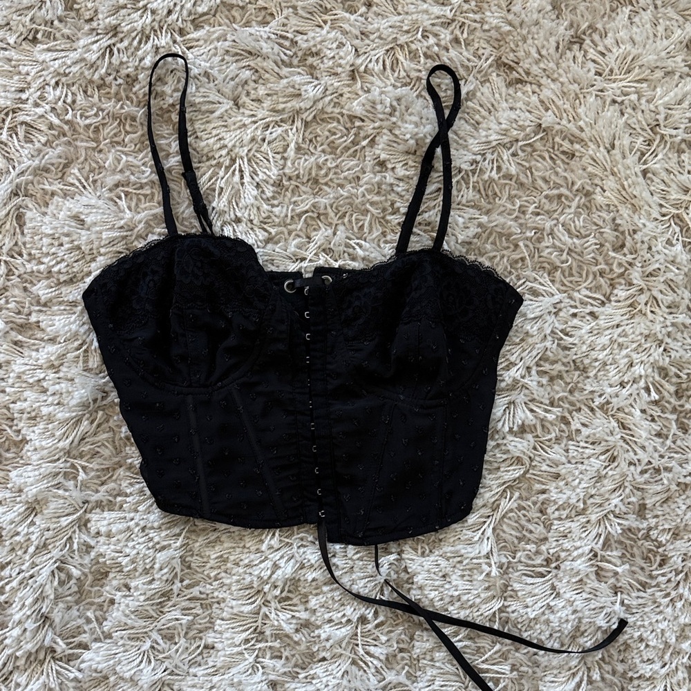La Hearts Black Corset Crop Top